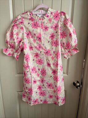 Lovelo Pink Floral Puff-Sleeve Mini Dress
